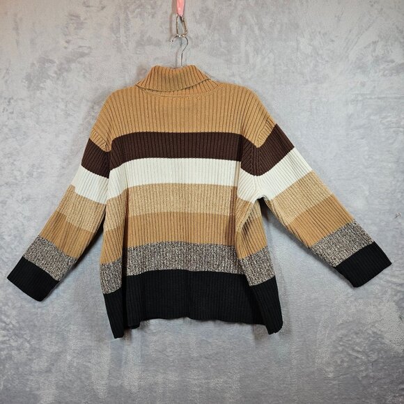 Liz Claiborne Woman Striped Turtleneck Sweater 1X Ribbed Knit career modest - Picture 12 of 14